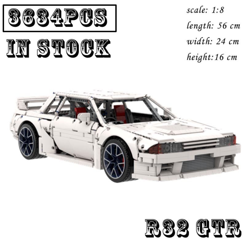 Moc Supercar Building Blocks 1/8 Scale - MOC-62624 1:8 Scale Skyline R32 GTR