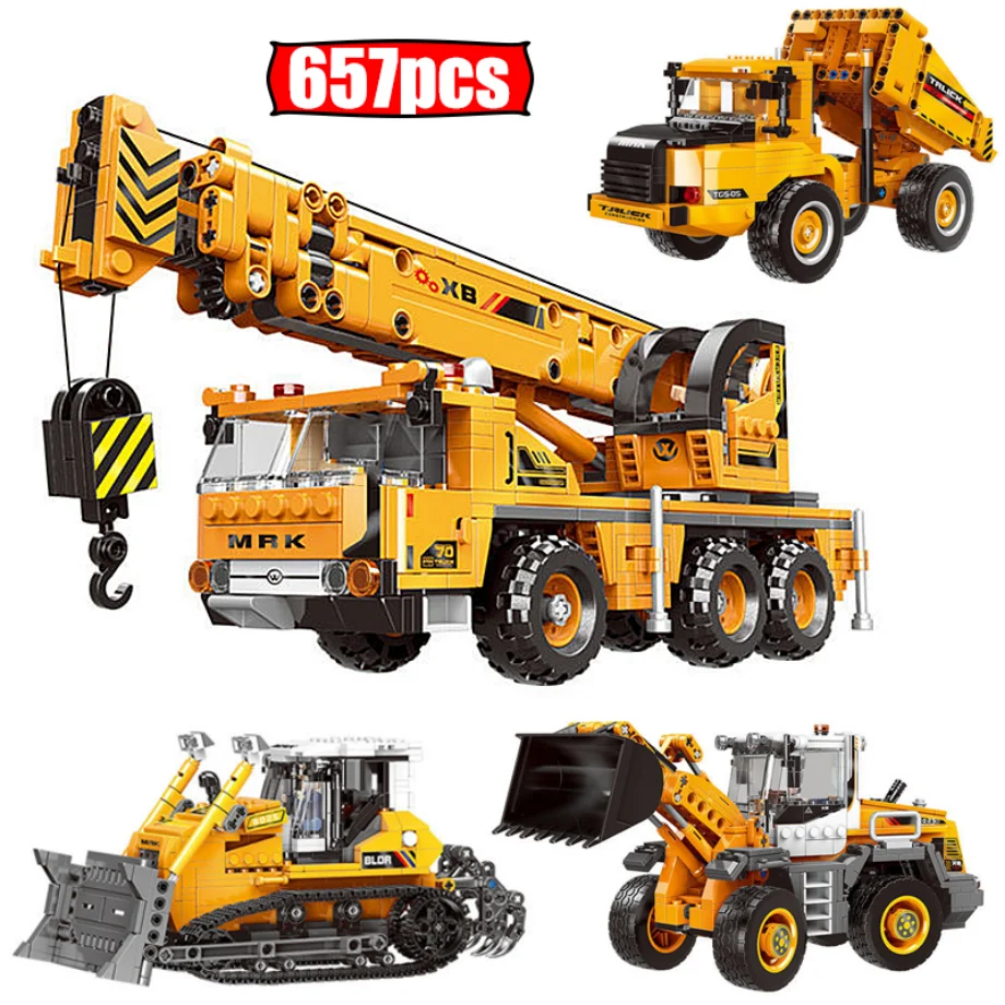 Technical Crane Truck Excavator Blocks - City technical Building Blocks MOC WheelLoader