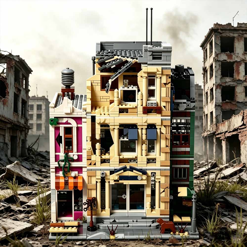 Moc Modular Building Street View Bricks - Creative Doomsday Police Station Modular Buildings