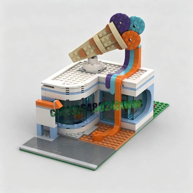 Moc Modular Building Street View Bricks - 303 Parts Ice Cream Shop Modular