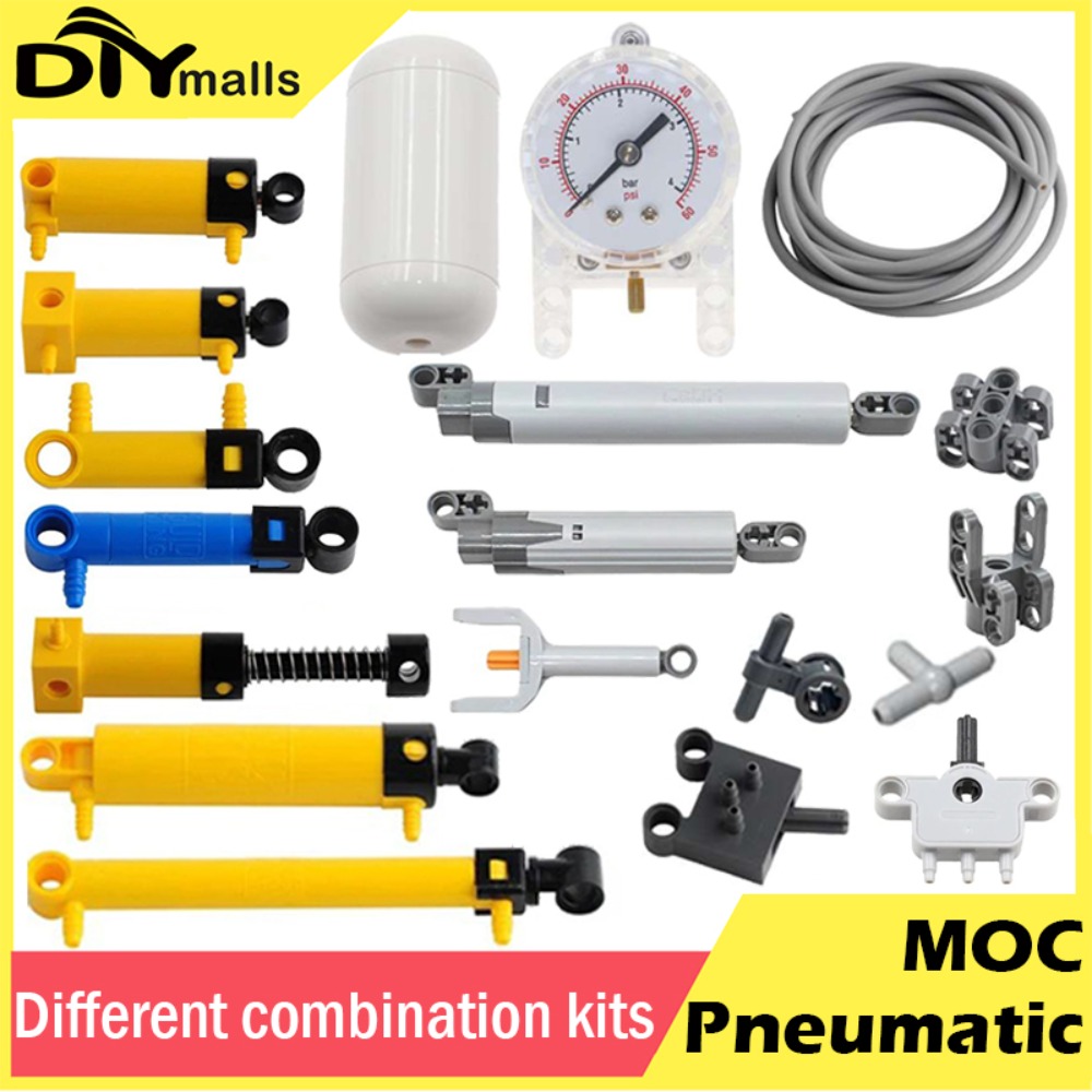 Pneumatic Cylinder Pump Technic Parts - MOC Pneumatic Kits Technical Parts Cylinders