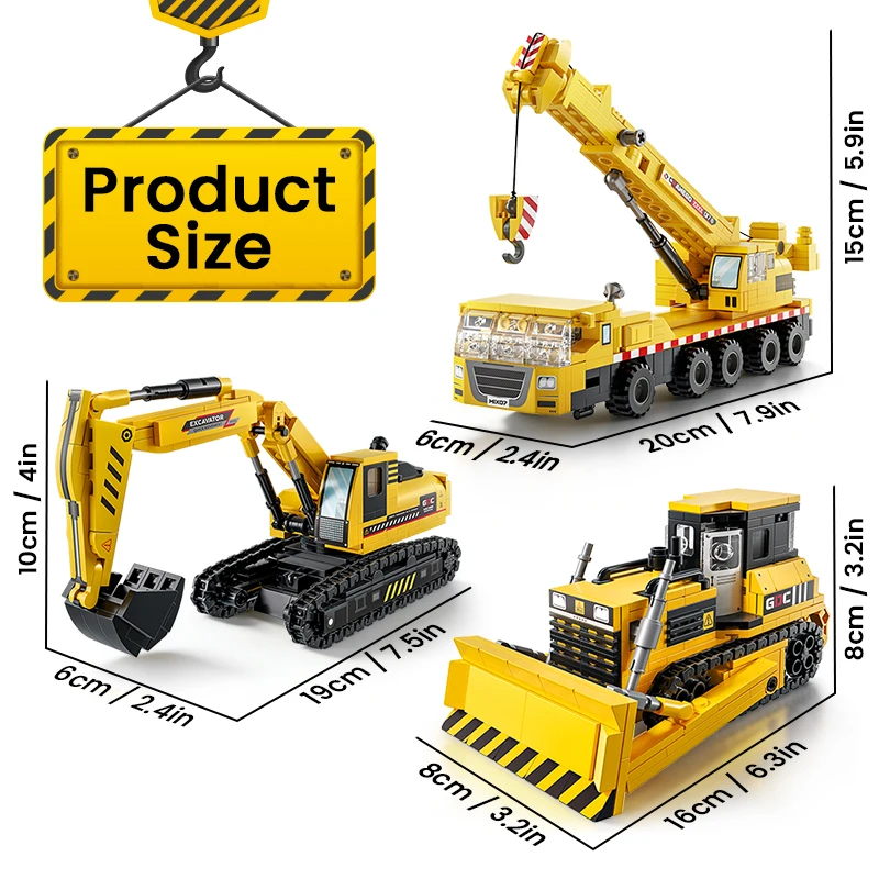 Technical Crane Truck Excavator Blocks - Engineering Vehicle Series City Technical Bulldozer