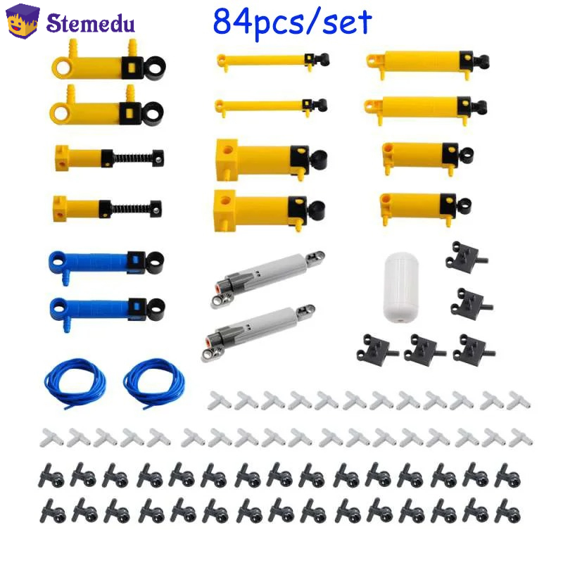 Pneumatic Cylinder Pump Technic Parts - 84pcs/kit MOC Pneumatic Parts Kit with
