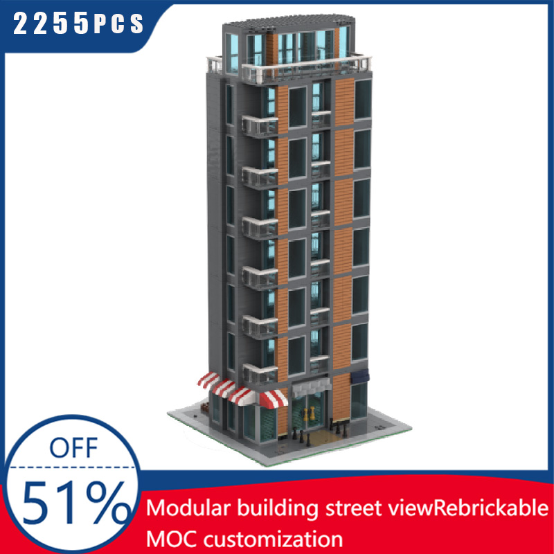 2255 Parts MOC Creative City S - đánh giá và giá Moc Modular Building Street View Bricks