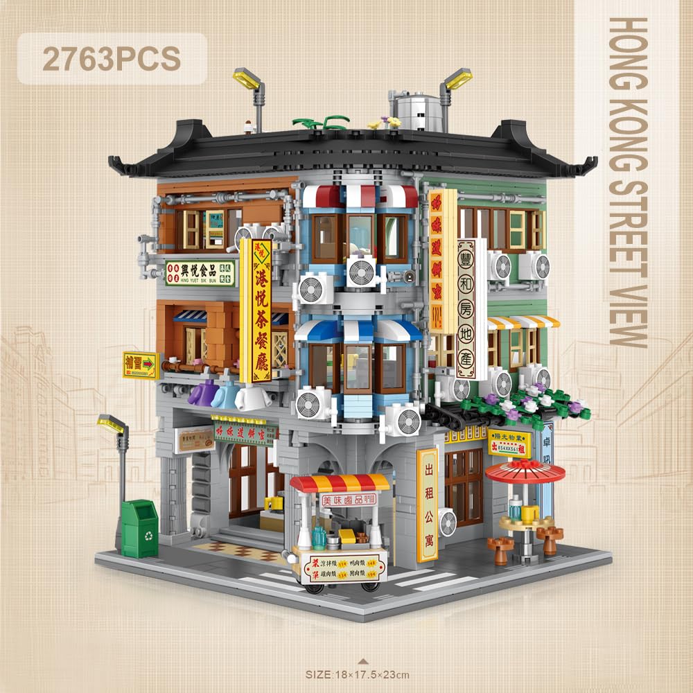 2763Pcs Commercial Corner Buil - đánh giá và giá Moc Modular Building Street View Bricks