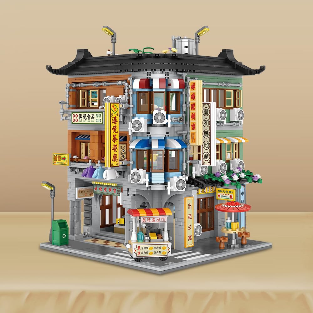2763Pcs Commercial Corner Buil - đánh giá và giá Moc Modular Building Street View Bricks