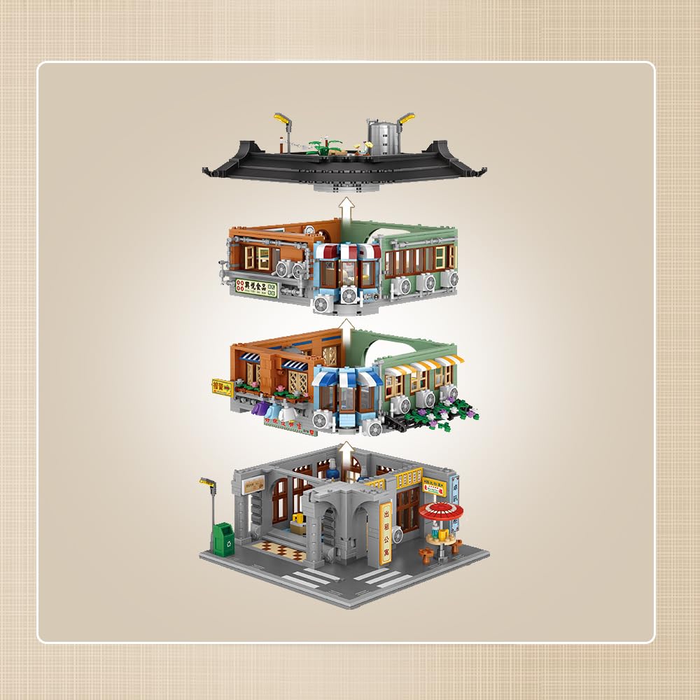 2763Pcs Commercial Corner Buil - đánh giá và giá Moc Modular Building Street View Bricks